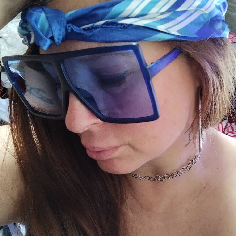 Just Chillin, Sassy lightweight blue sunglasses